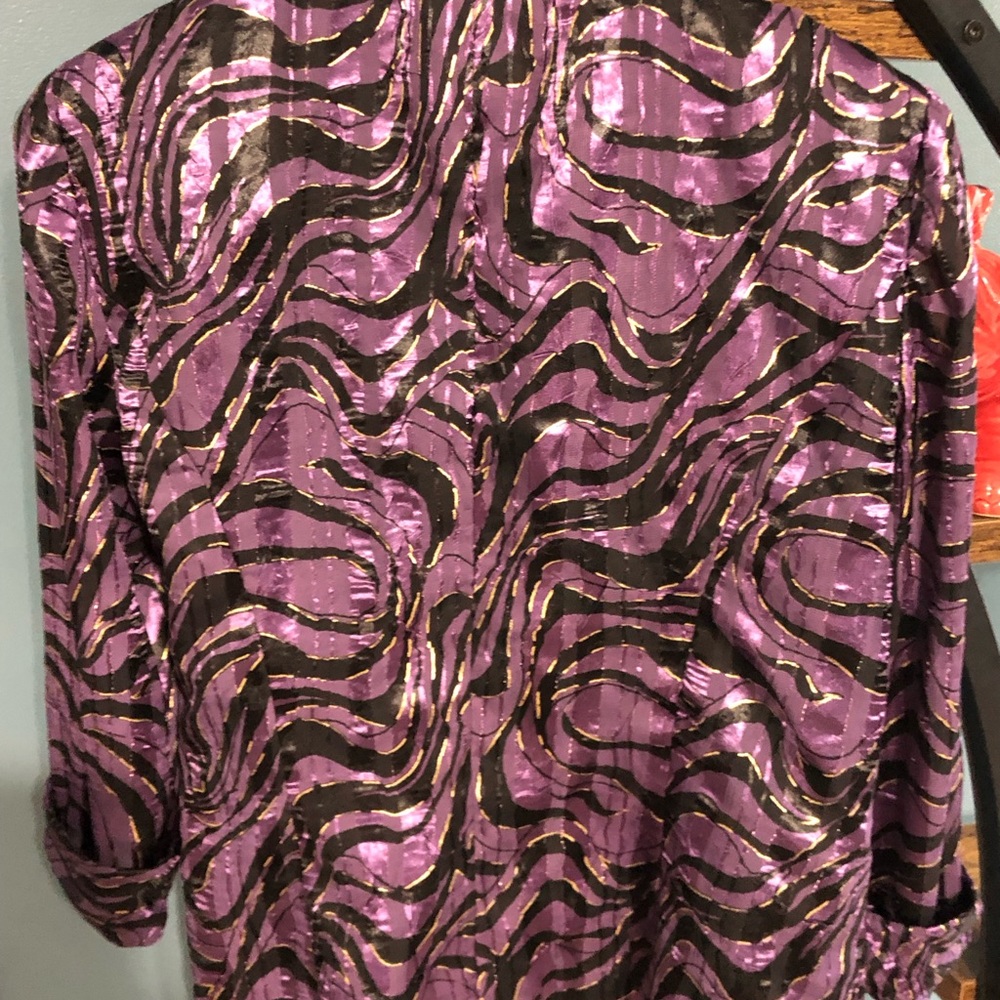 Alex Evenings Purple and Black Metallic Wrap Blouse - Picture 4 of 9
